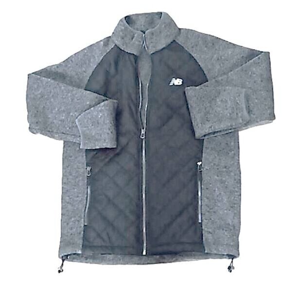 Men's New Balance Quilted Front Fleece Jacket RN130893 Full Zip Gray Size M Tag - Picture 1 of 9